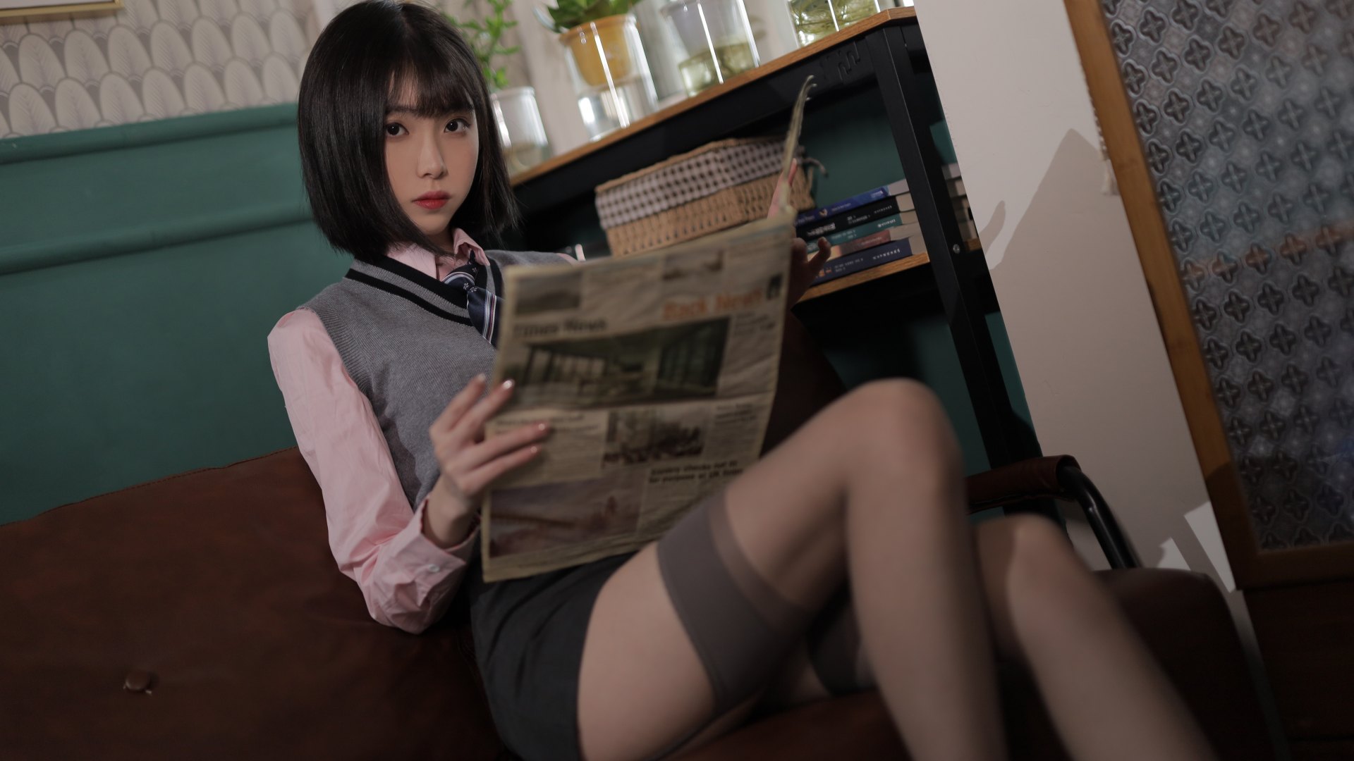 最新许岚LAN韩式制服图片集分享，青春靓丽小学妹